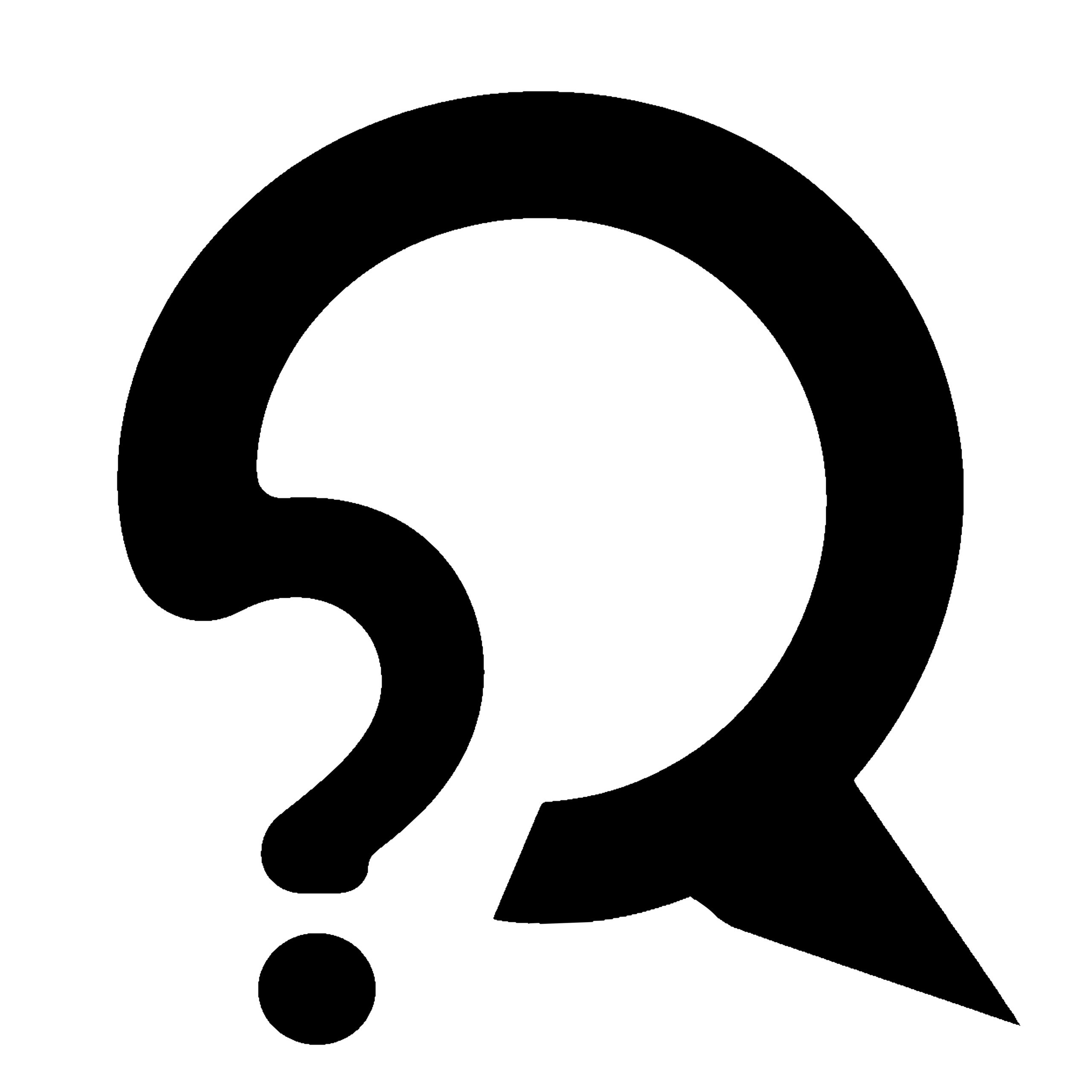 The unchanged Q symbol, combining a Q shape, question mark, inner ear, and conversation bubble